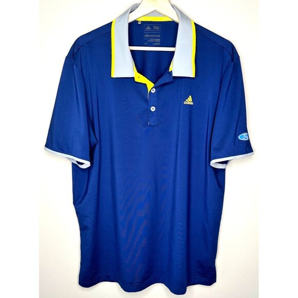 Adidas Mens Polo Shirt Golf Climacool Ford Logo Casual Short Sleeve Blue Large - Picture 1 of 8